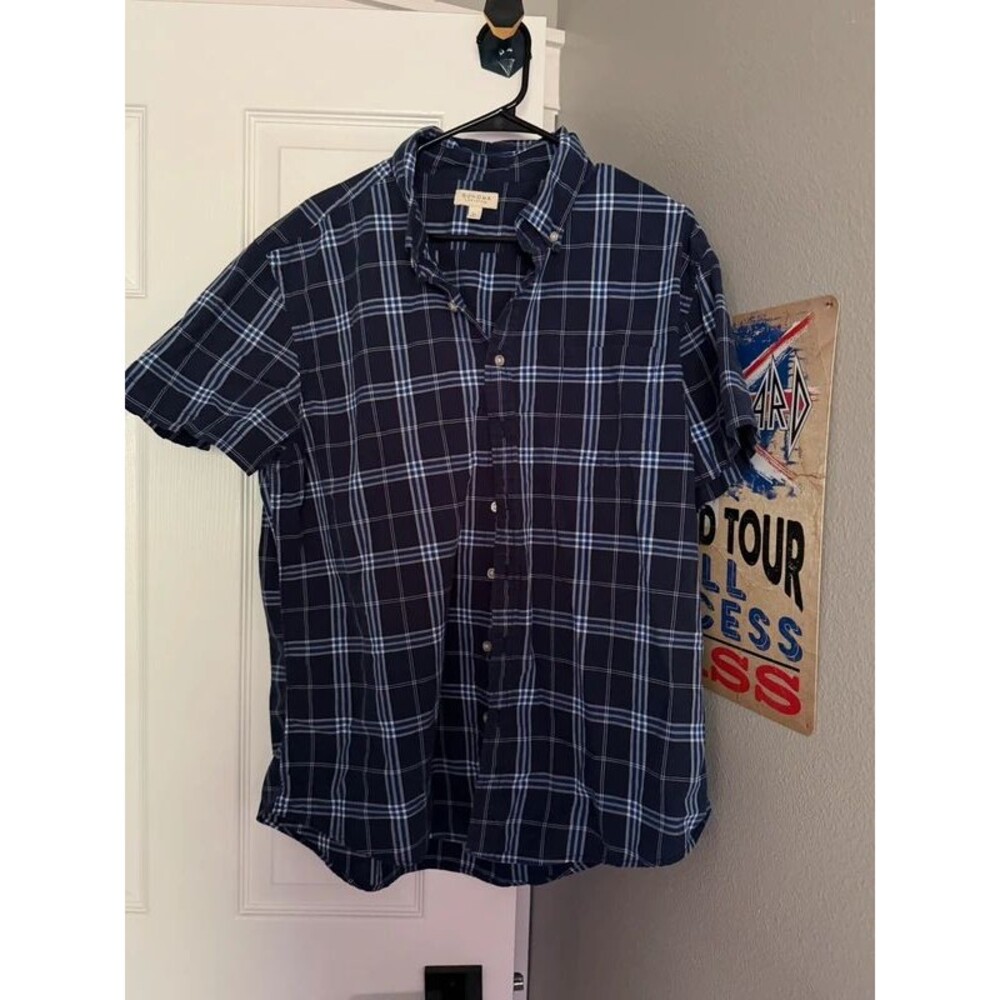 Sonoma Life+Style Navy Plaid Button Down Shirt - Men's XL